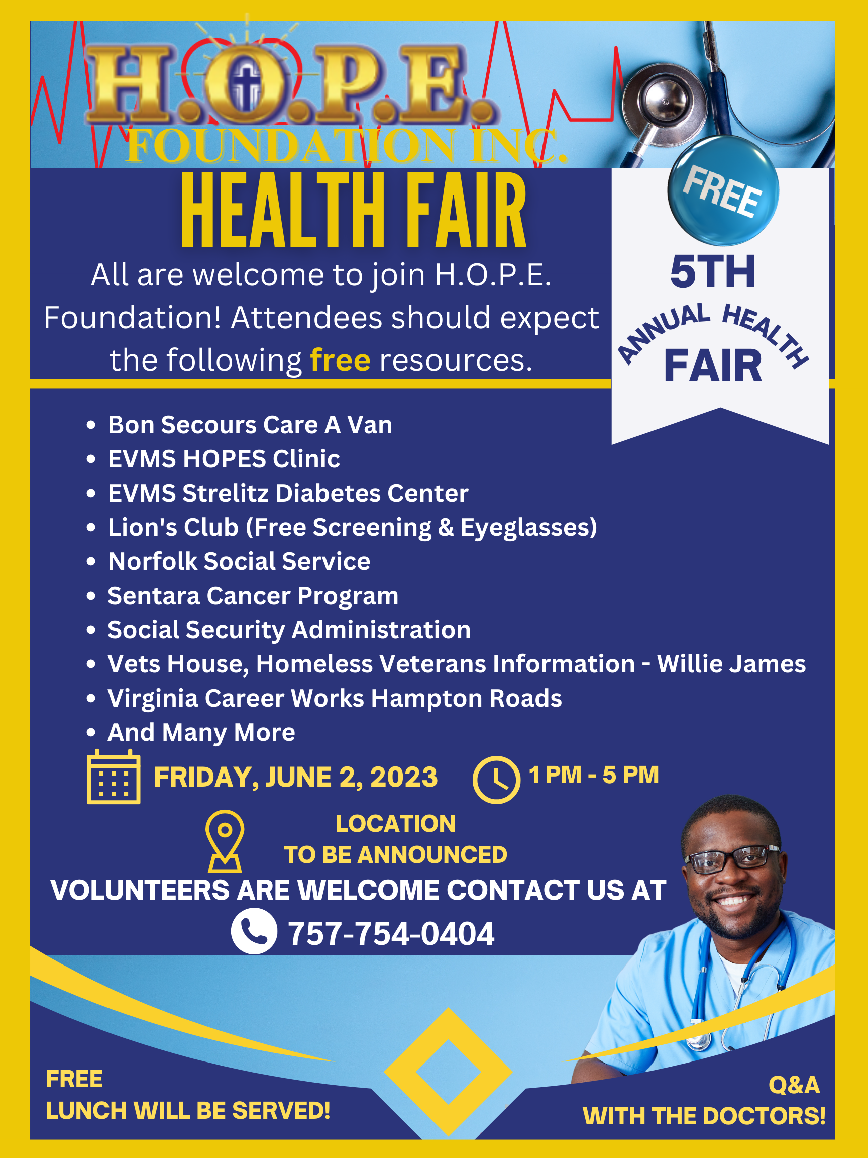 5th Annual Health Fair June 2, 2023 H.O.P.E Foundation, Inc.