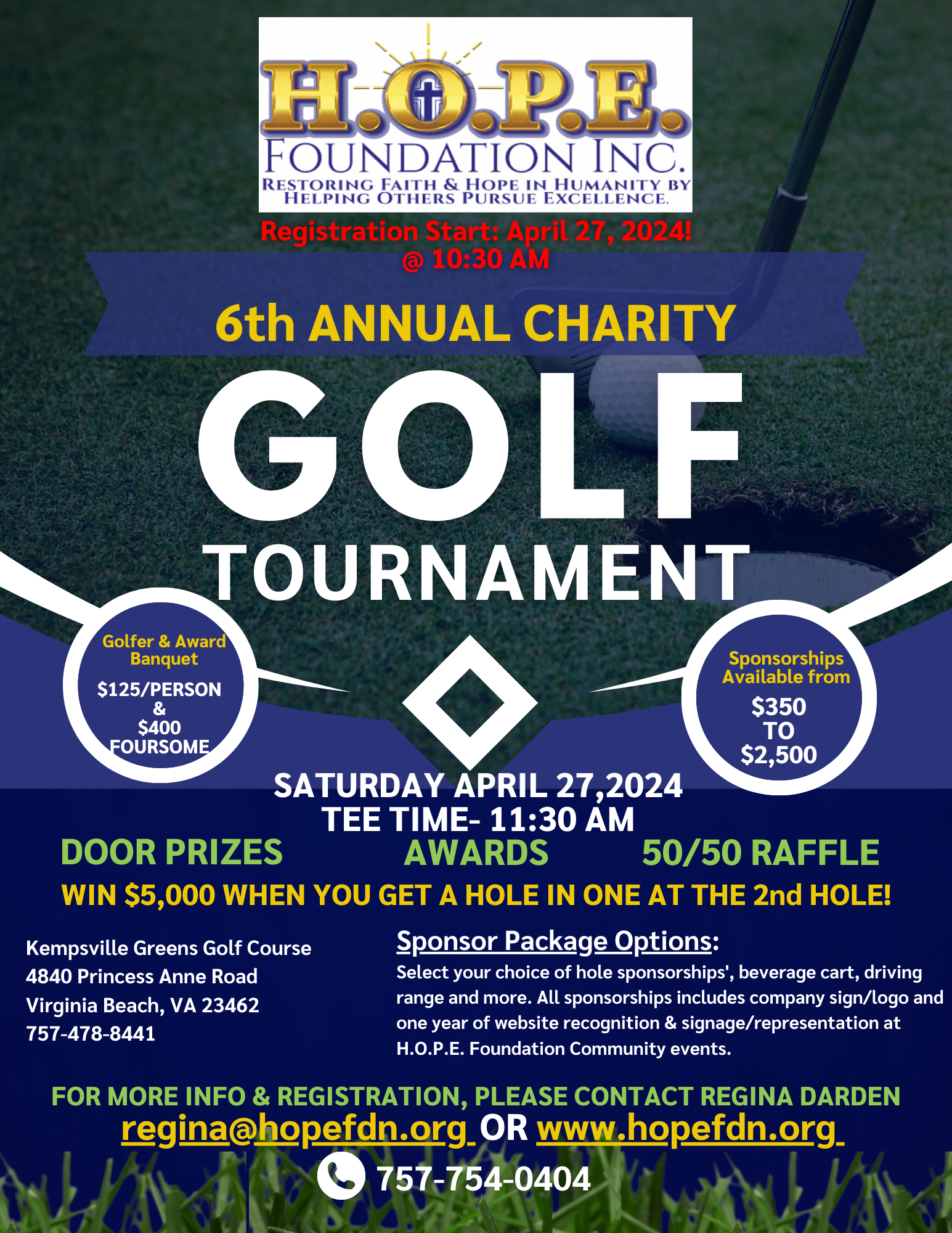 6th Annual Charity Golf Tournament – Saturday, April 27, 2024