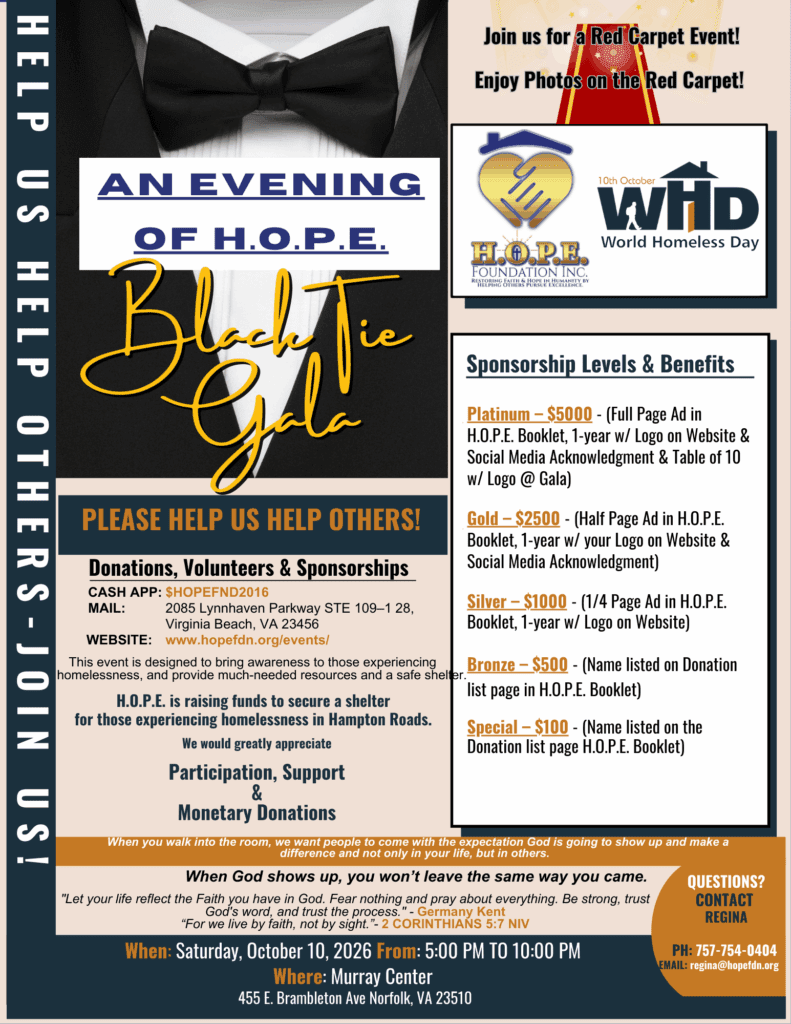 H.O.P.E. Annual Black Tie Gala Saturday October 10 2026