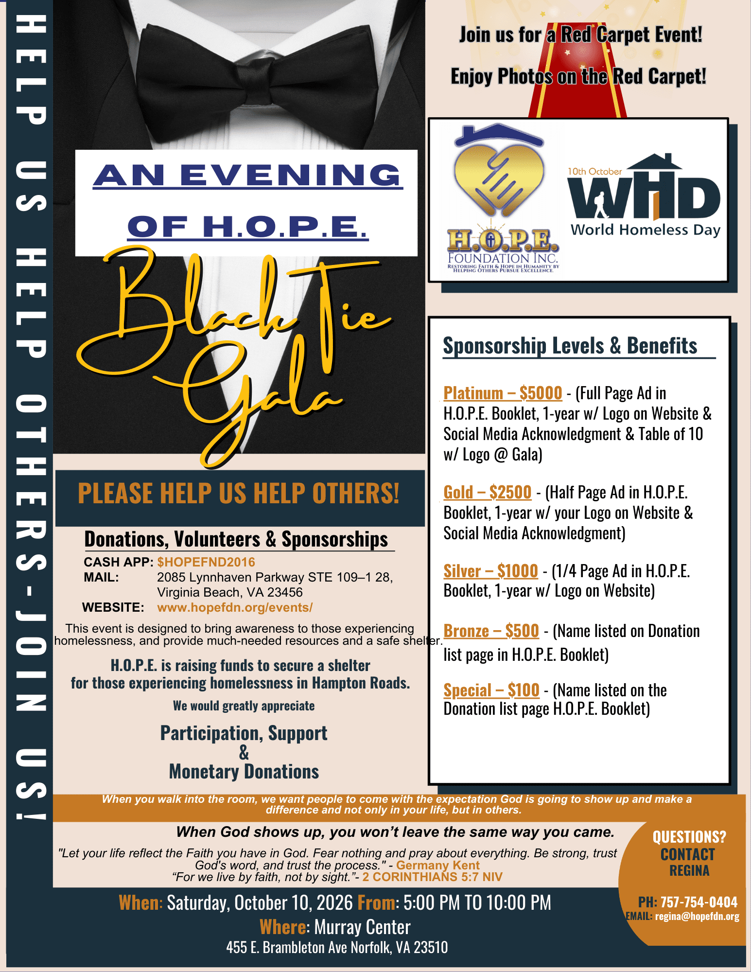 H.O.P.E. Annual Black Tie Gala Saturday October 10 2026